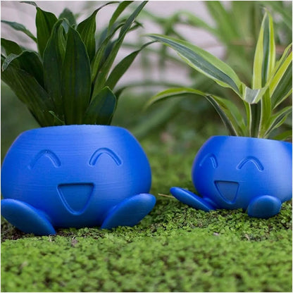 Blaue Pflanzentöpfe mit Gesicht, lustige Blumentöpfe, Kunststoff, für Sukkulenten, Garten.