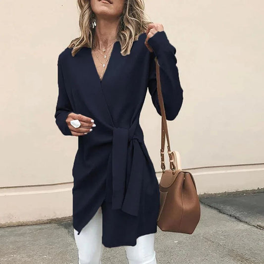 Stickad damjacka med slippband – Elin