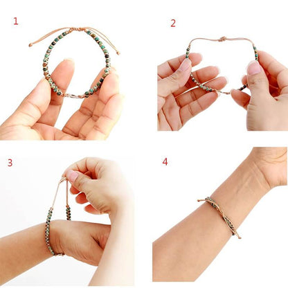 Geflochtenes Armband, grün-braun, verstellbar, handgefertigt, modisches Schmuckstück.