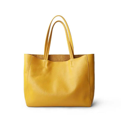 Gelbe Ledertasche, Shopper, Damenhandtasche, modisch, geräumig, langlebig, elegantes Design.