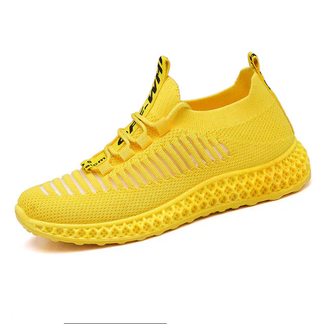Gelbe Damen-Sneaker, Mesh-Obermaterial, Plattformsohle, atmungsaktiv, modisch.