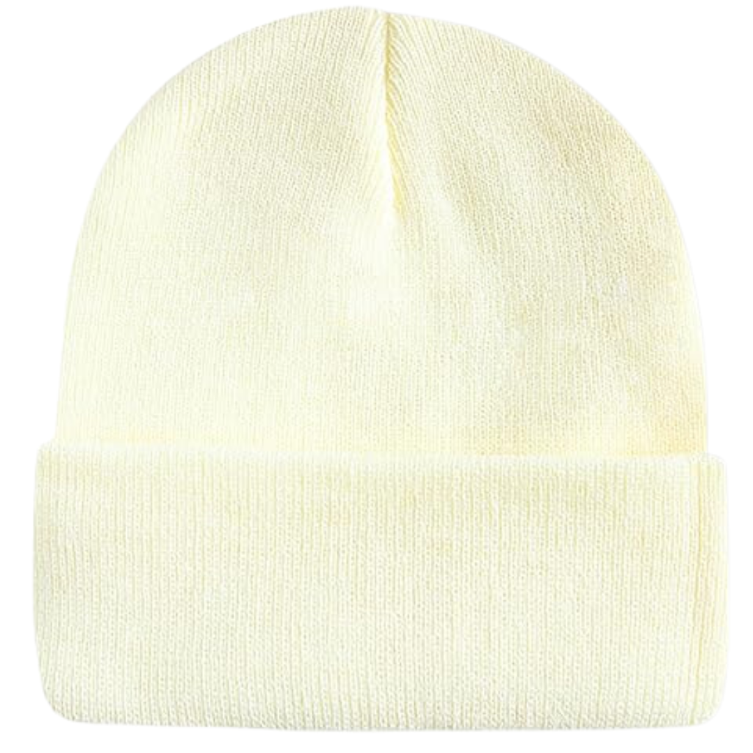 Gelbe Strickmütze aus Baumwolle, Unisex-Winteraccessoire, modisch und warm.