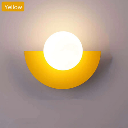 Gelbe Wandleuchte, halbkreisförmig, modernes Design, LED-Licht, Innenbeleuchtung.
