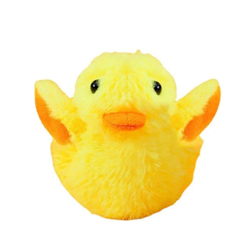 Gelbes Plüsch-Entenküken, weiches Kuscheltier, Kinder-Spielzeug, Geschenkidee, niedlich.