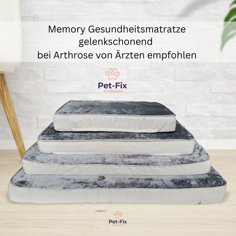 Memory Gesundheitsmatratze für Hunde, gelenkschonend, empfohlen bei Arthrose, grau, Pet-Fix.