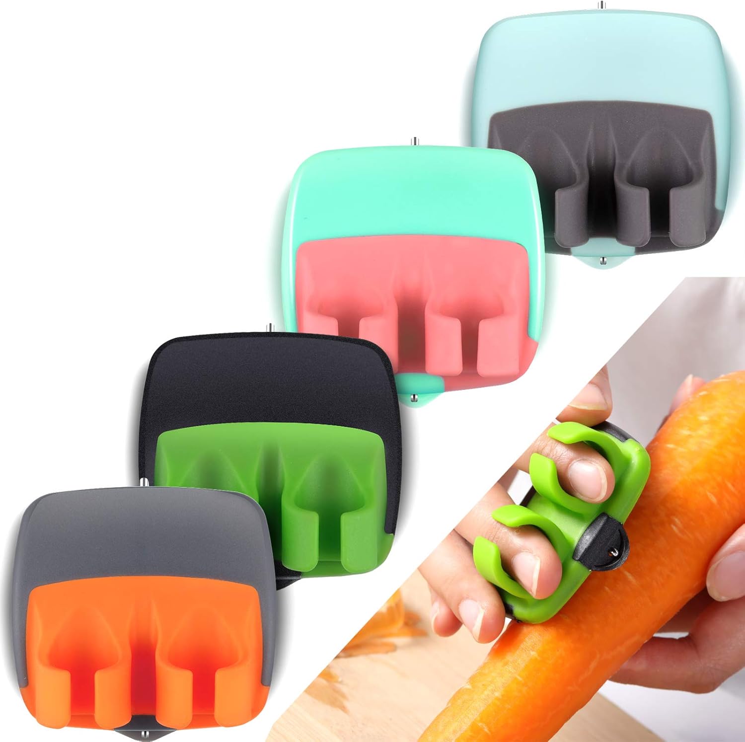 Gemüseschäler Set, ergonomisch, bunt, Kunststoff, für Karotten und Gurken, Küchenzubehör.