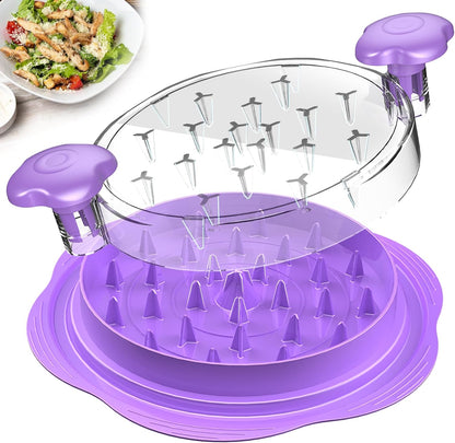 Lila Gemüseschneider aus Kunststoff mit rutschfester Basis, ideal für Salate und Gemüse.