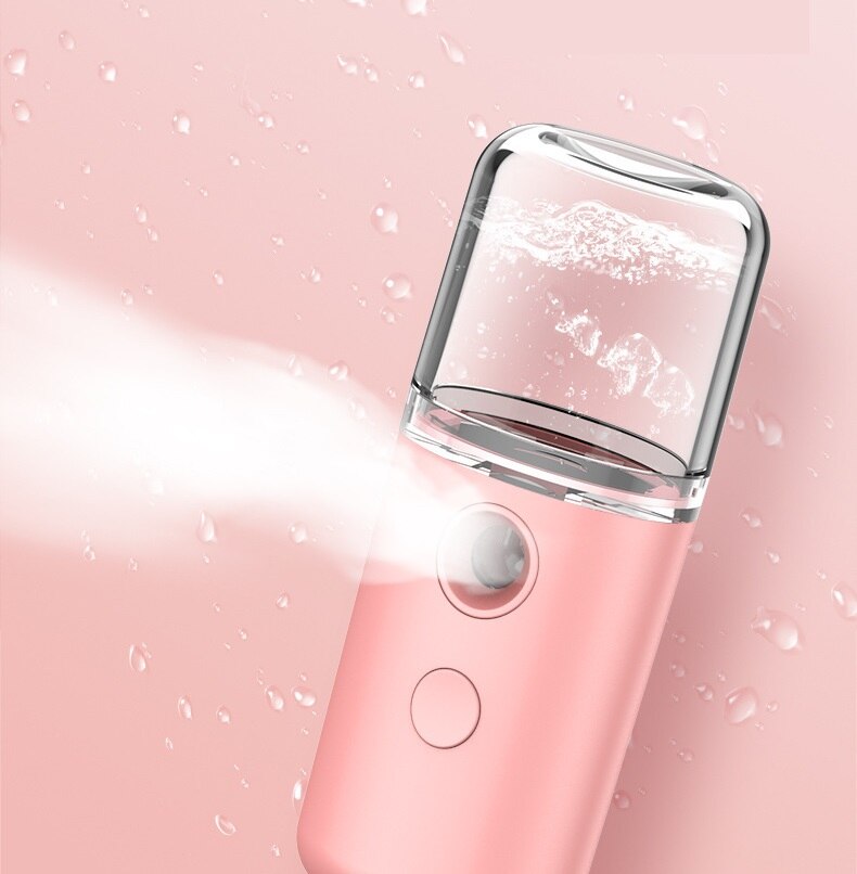 Rosa tragbarer Gesichtsdampfer, Nano-Sprühgerät, Hautpflege, Feuchtigkeitsspender, USB-aufladbar.