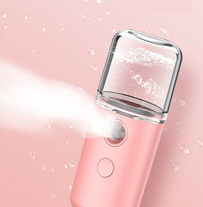 Rosa tragbarer Gesichtsdampfer, Nano-Sprühgerät, Hautpflege, Feuchtigkeitsspender, USB-aufladbar.