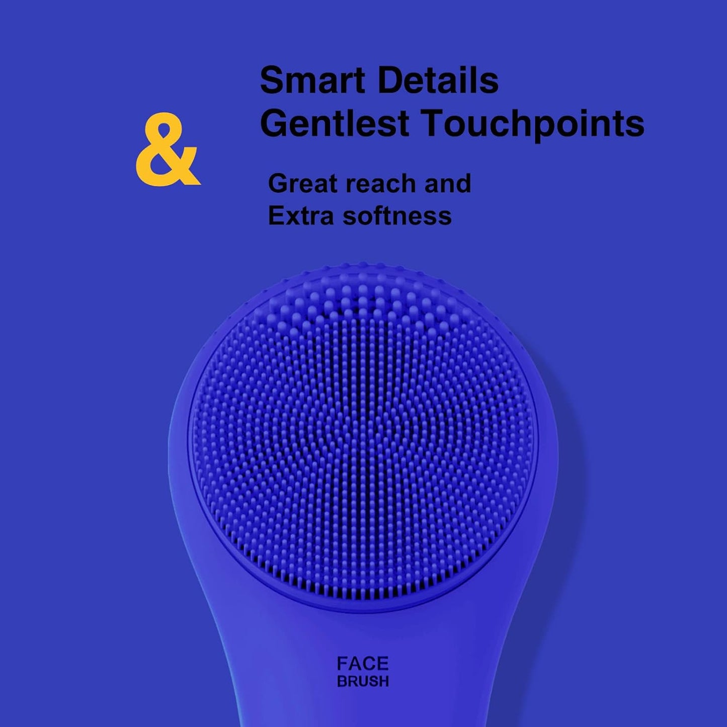 Blaue Gesichtsbürste aus Silikon, sanfte Reinigung, Hautpflege, ergonomisches Design.