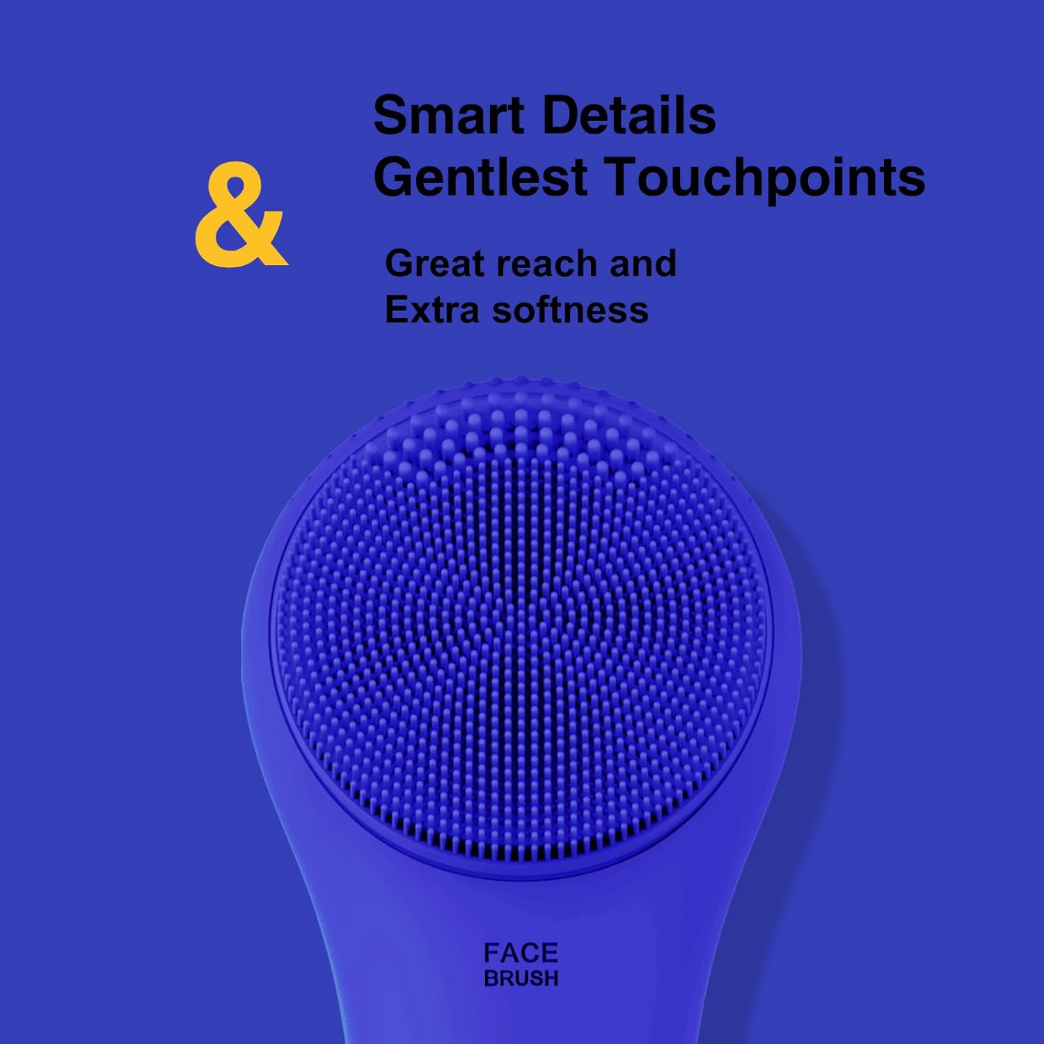 Blaue Gesichtsbürste aus Silikon, sanfte Reinigung, Hautpflege, ergonomisches Design.