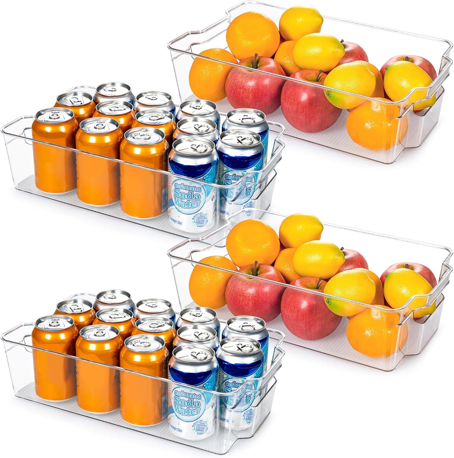 4er-Set transparente Aufbewahrungsboxen, stapelbar, für Getränke und Obst, Küche Organizer.