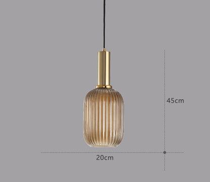 Braune Glas-Hängelampe, dänisches Design, 20x45cm, modernes Interieur, Beleuchtung.