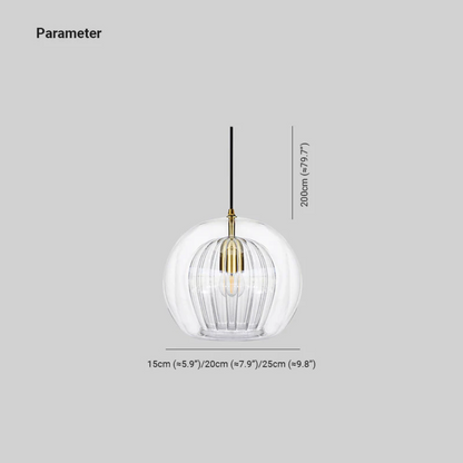 Kugelförmige Glas-Pendelleuchte, transparent, 15-25 cm, modernes Design, Innenbeleuchtung.