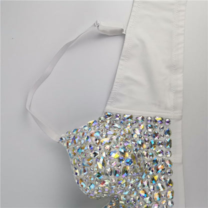 Weißer Bikini mit glitzernden Pailletten, verstellbarem Träger, modisch, Damen-Bademode.