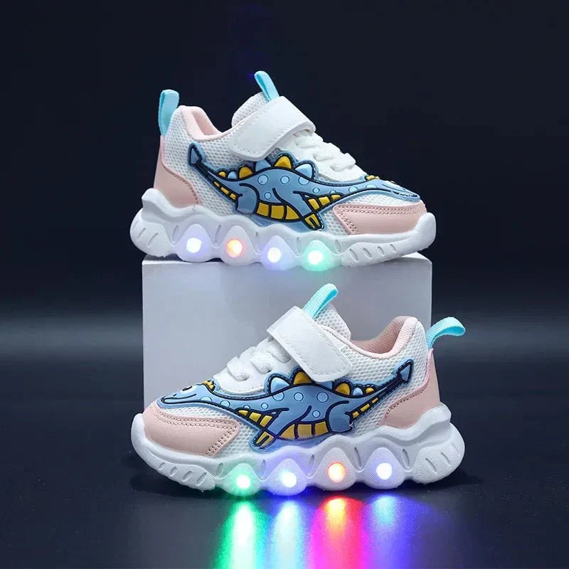 Lysande dinosaurieskor för barn med kardborreband – GlowSteps