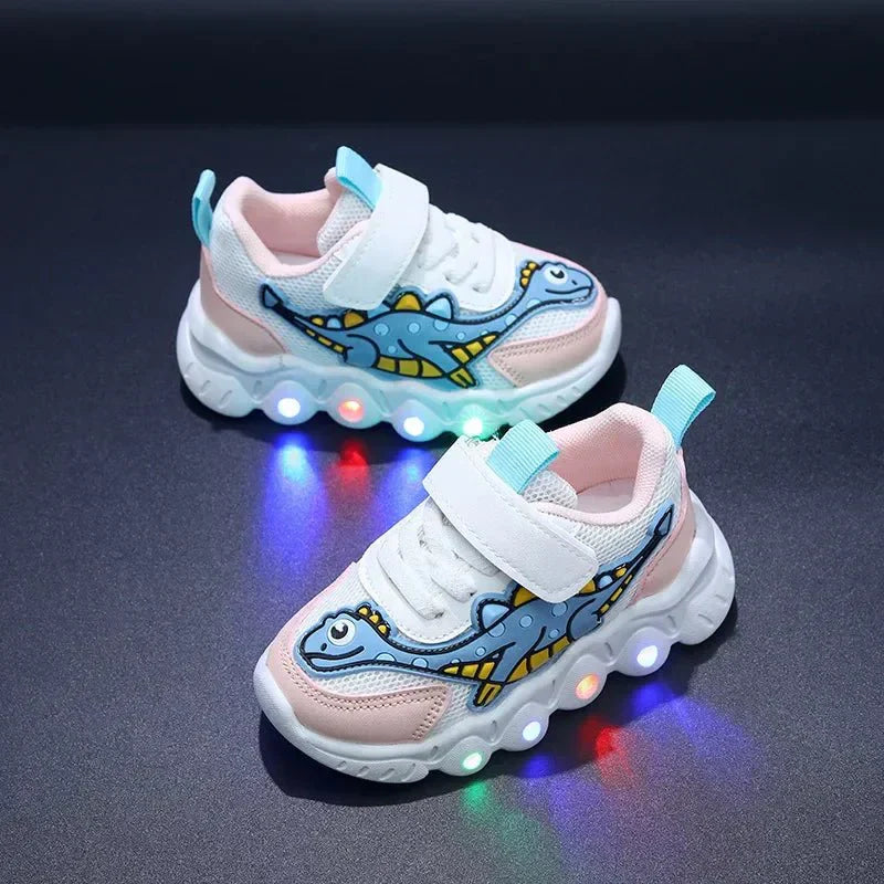 Lysande dinosaurieskor för barn med kardborreband – GlowSteps