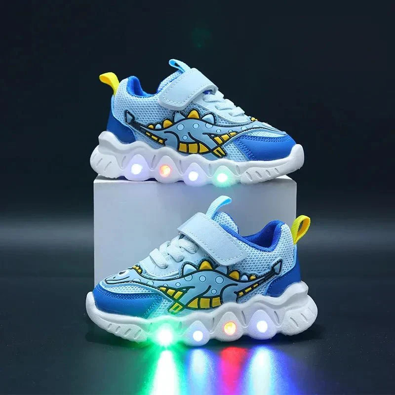 Lysande dinosaurieskor för barn med kardborreband – GlowSteps