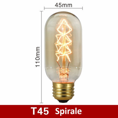 T45 Glühbirne Spirale, 110mm, 45mm Durchmesser, Vintage Edison Design, E27 Fassung.