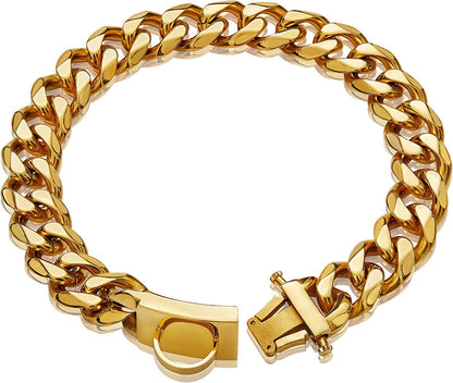 Goldenes Panzerarmband, Edelstahl, Herren, modisch, luxuriös, glänzend, Schmuckaccessoire.