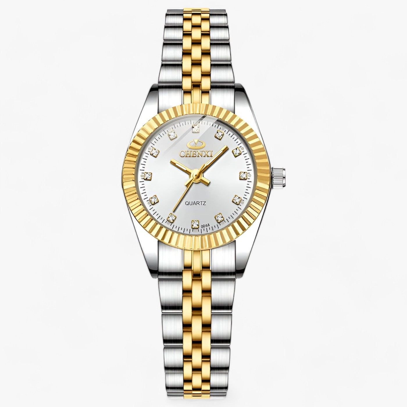 Zweifarbige Chenxi Quarzuhr, Edelstahlarmband, gold-silber, elegantes Design, Herrenuhr.