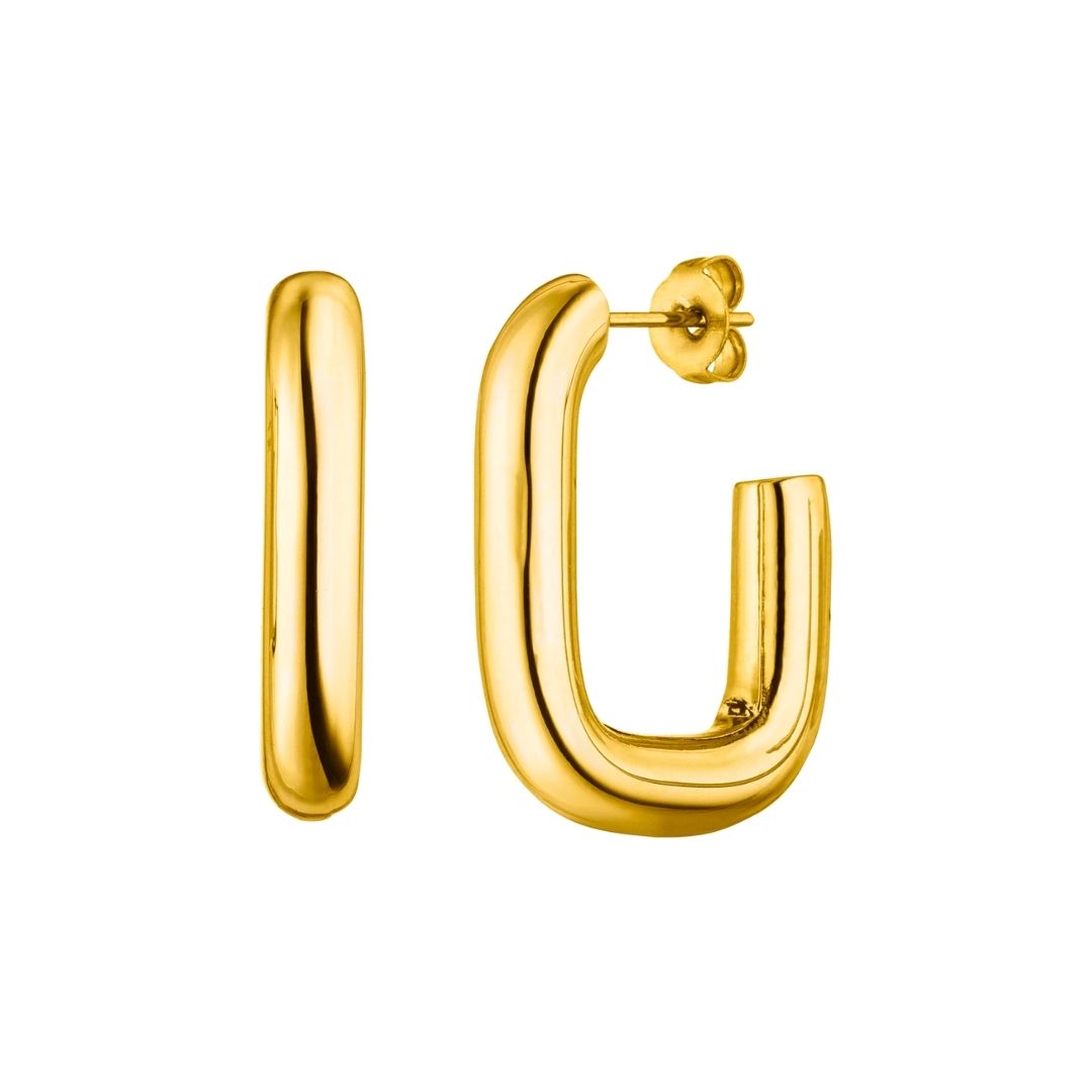 Goldene Creolen Ohrringe, glänzend, modisch, Schmuck für Damen, elegantes Design.