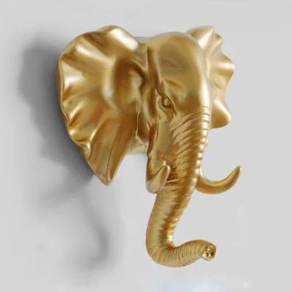 Goldene Elefantenkopf-Wanddekoration, luxuriöses Design, Tiermotiv, Wohnzimmer-Deko.