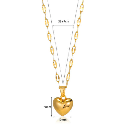 Goldene Herz-Halskette, Edelstahl, 38+7cm Länge, modisches Schmuckstück für Damen.