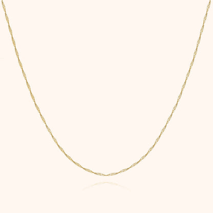 Goldene Halskette, filigranes Design, 14 Karat, eleganter Schmuck für Damen.
