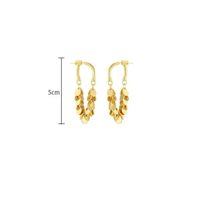 Goldene Ohrringe mit Anhängern, 5 cm Länge, elegantes Design, Modeschmuck für Damen.