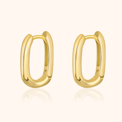 Goldene ovale Creolen Ohrringe, glänzend, modisch, Schmuck für Damen.