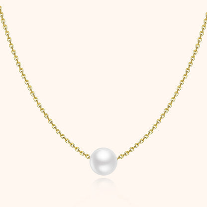 Goldene Halskette mit weißer Perle, eleganter Schmuck, Damenaccessoire, Geschenkidee.
