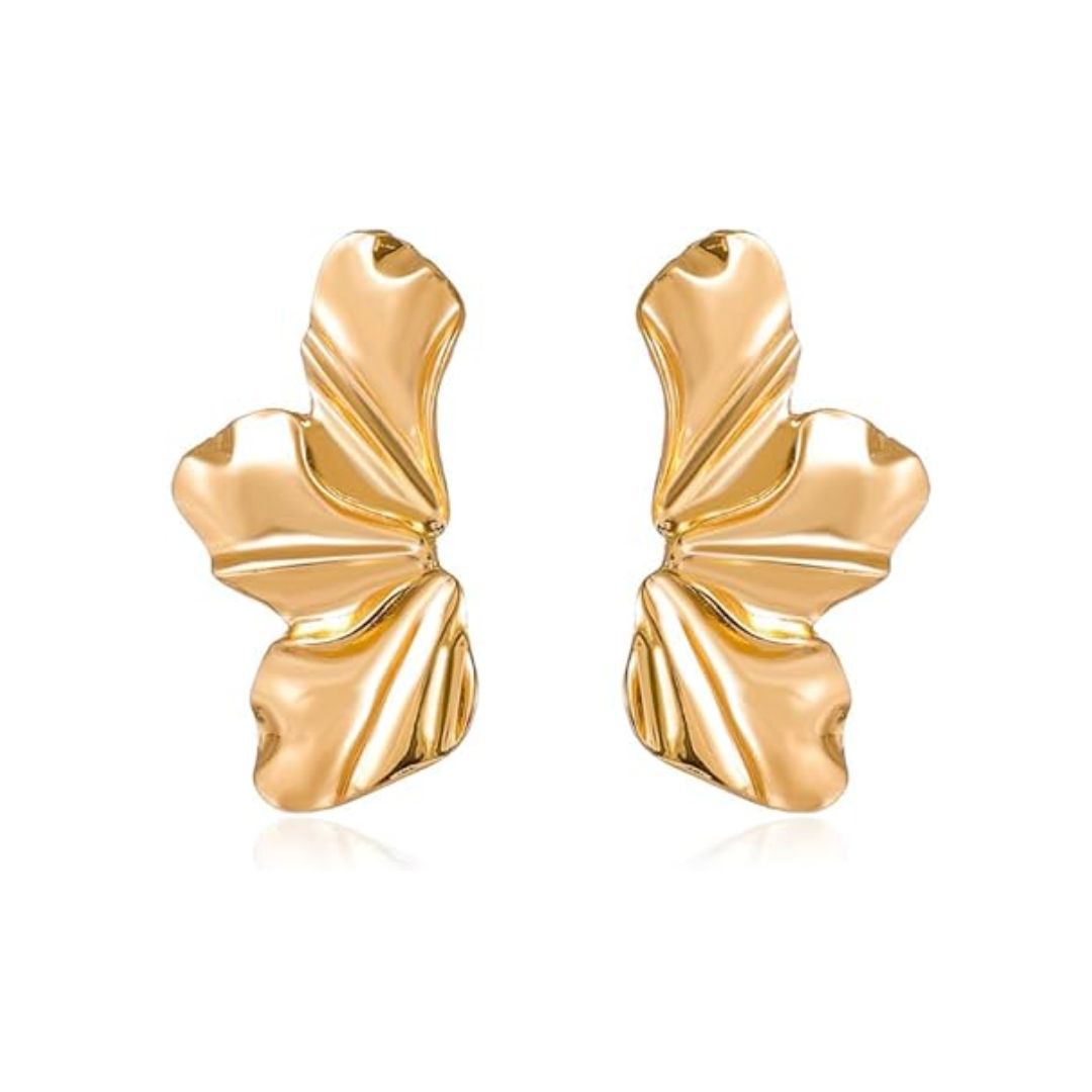 Goldene Schmetterling Ohrringe, glänzend, modisch, Damen Schmuck, elegantes Design.
