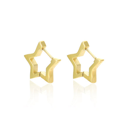 Goldene Stern-Ohrringe, geometrisches Design, modischer Schmuck, Damenaccessoire.