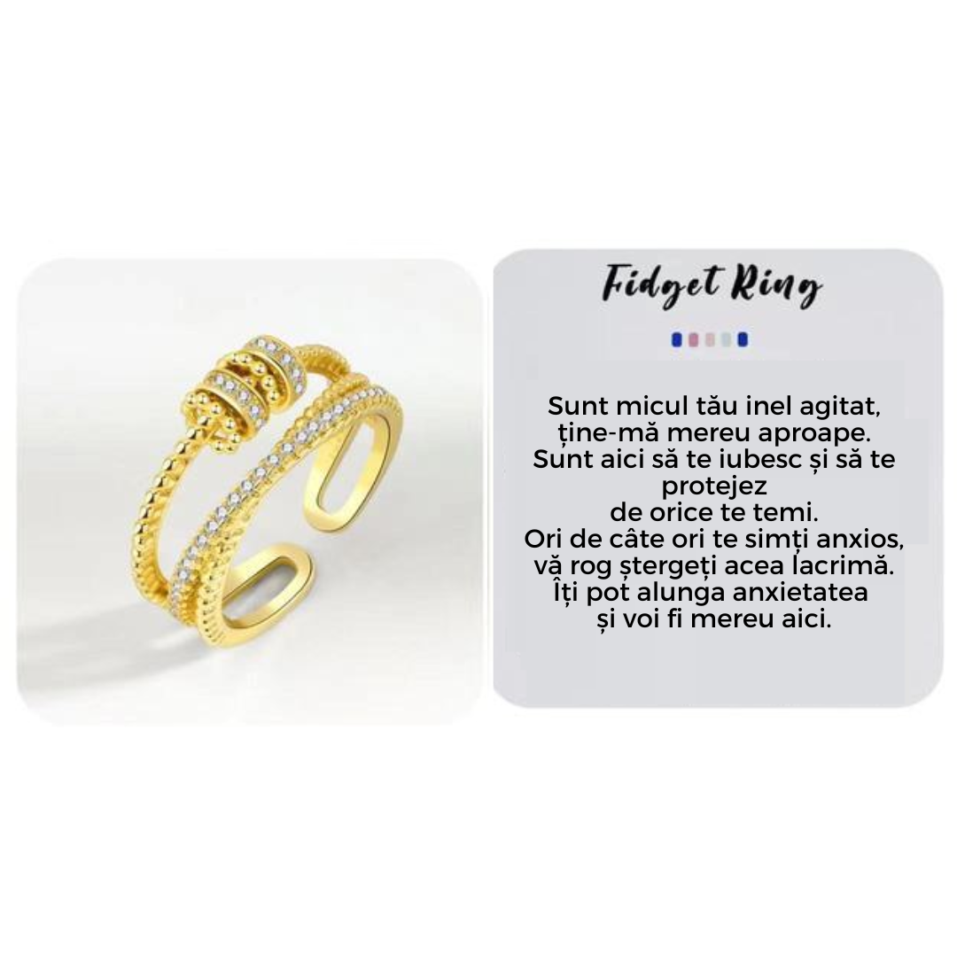 Goldener Fidget-Ring mit Strasssteinen, verstellbar, stresslinderndes Schmuckstück.
