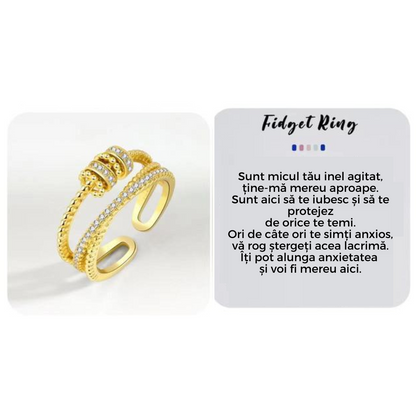 Goldener Fidget-Ring mit Strasssteinen, verstellbar, stresslinderndes Schmuckstück.