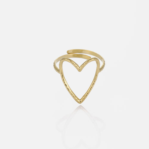 Goldener Herzring, verstellbar, minimalistisches Design, Schmuck für Damen, Geschenkidee.
