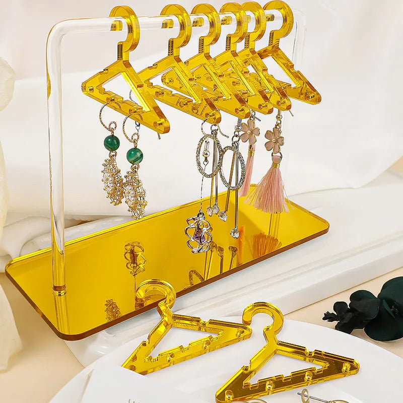 Goldener Acryl-Ohrringhalter mit Haken, Schmuckständer, Organizer für Ohrringe und Accessoires.