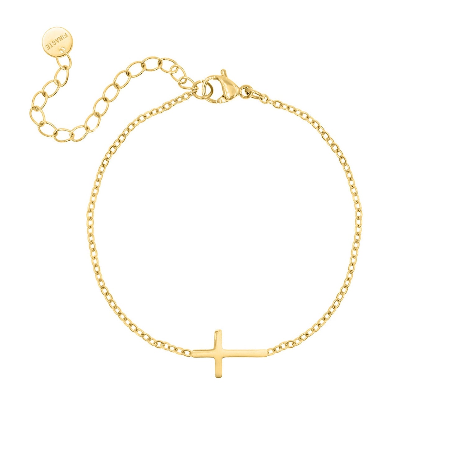 Goldenes Kreuzarmband, filigran, verstellbar, Damen-Schmuck, modisch, hochwertig.