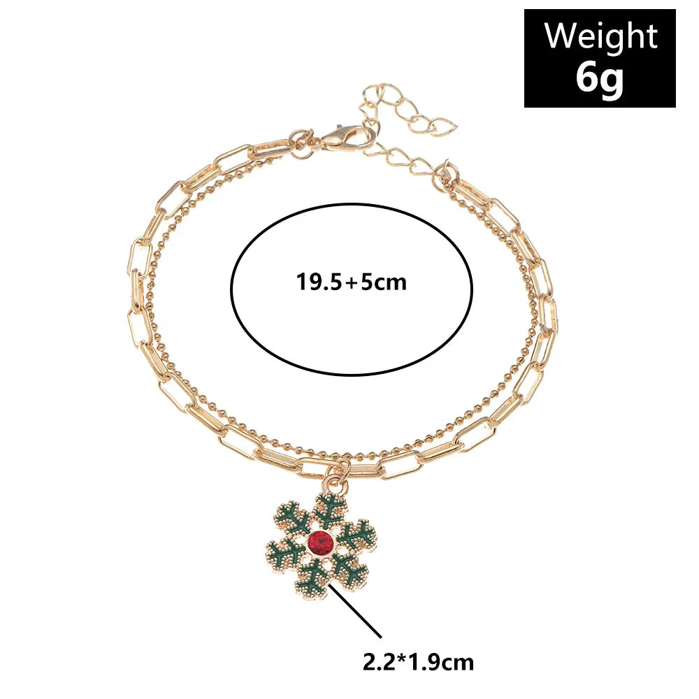 Goldenes Armband mit Schneeflocken-Anhänger, verstellbar, 19,5+5 cm, modisches Schmuckstück.