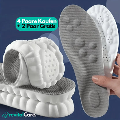 Weiße orthopädische Massagesandalen mit grauen Einlegesohlen, Angebot 4+2 Paar gratis.