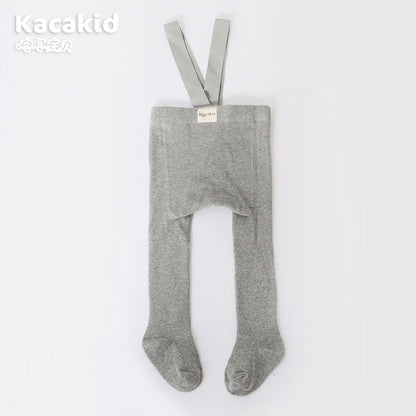 Graue Kinderstrumpfhose mit Hosenträgern, Baumwolle, Kacakid, bequem, modisch.