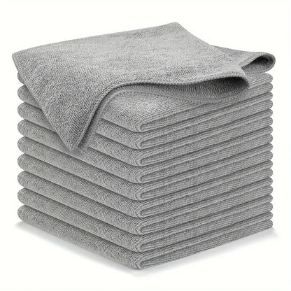 Graues Mikrofaser-Handtuch-Set, 10 Stück, saugfähig, weich, ideal für Küche und Bad.