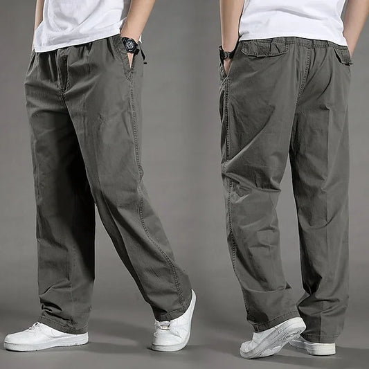 Graue Herren-Cargohose, lässig, Baumwolle, Taschen, bequem, modisch, Freizeitkleidung.