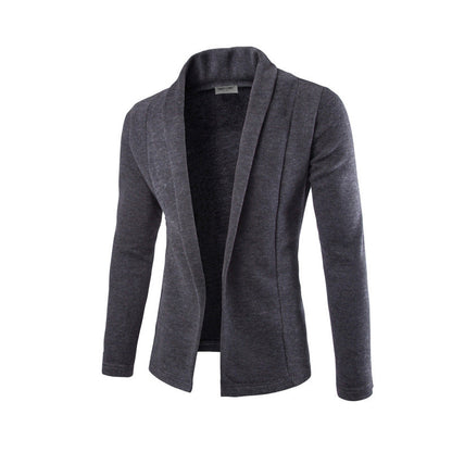 Dunkelgrauer Herren-Casual-Cardigan, hochwertig, einfarbig, modisch, für Business und Freizeit.