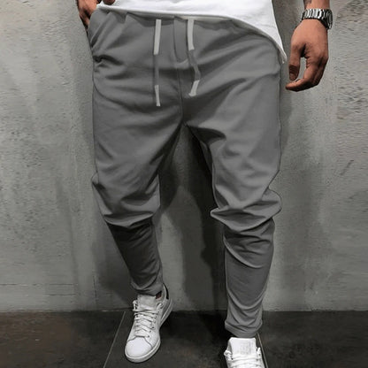 Graue Jogginghose Herren, sportlich, bequem, Baumwolle, mit Kordelzug, lässig, modern.