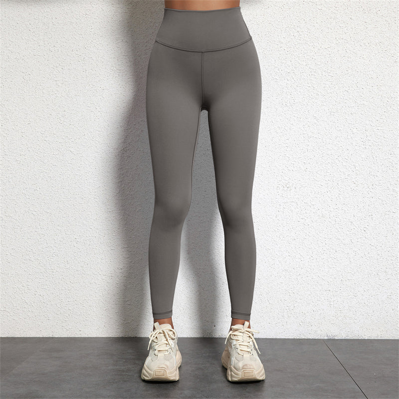 Graue Damen-Leggings aus Titan, hoch tailliert, nahtlos, Sportbekleidung, Fitnessmode.