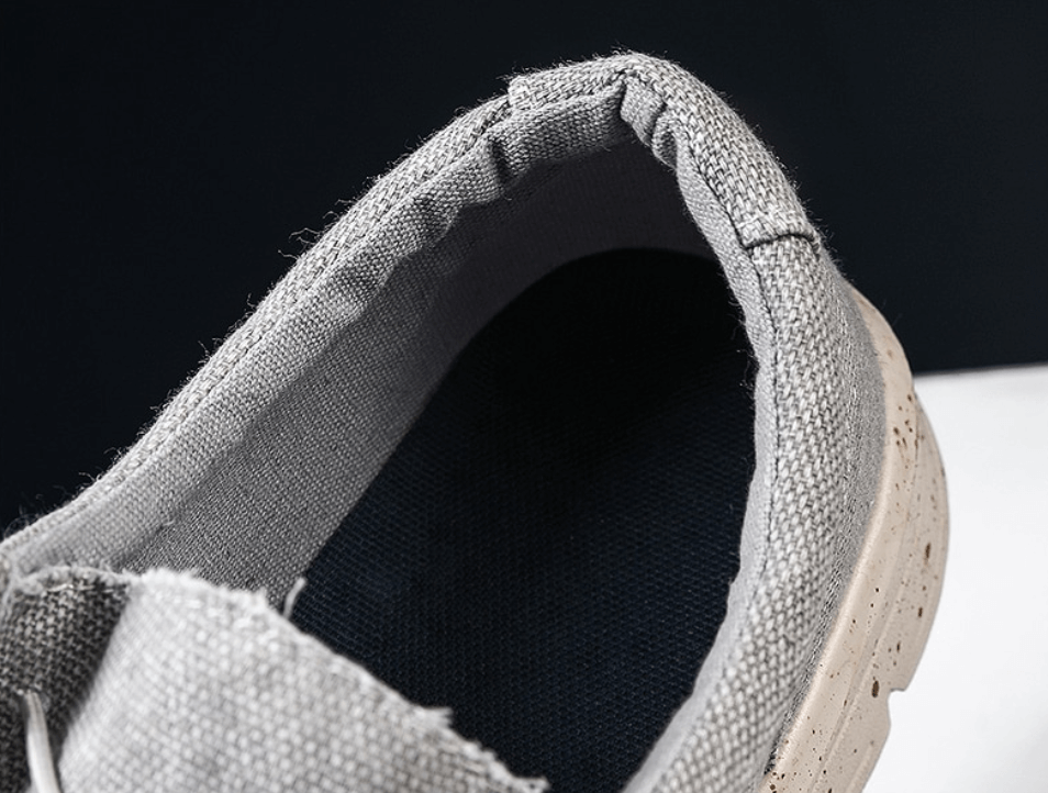 Graue Leinen-Loafer für Herren, rutschfeste Sohle, bequem, modisch, Freizeitkleidung.