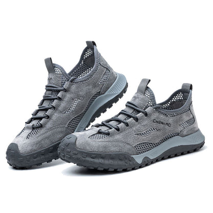 Graue Herren-Wanderschuhe, atmungsaktiv, rutschfest, Outdoor-Sportschuhe.