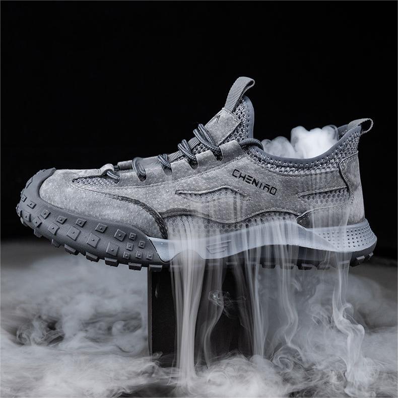 Grauer Outdoor-Sneaker, rutschfest, atmungsaktiv, robust, für Herren, Marke Cheniro.